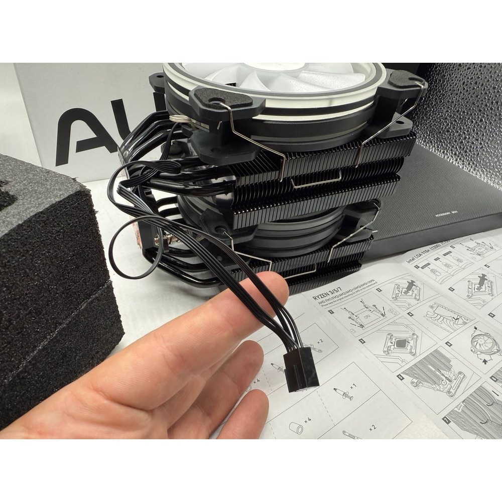AUSDOM TB200 ARGB CPU Air Cooler Dual 120mm PWM Fans Heat Pipes Black - Picture 6 of 9